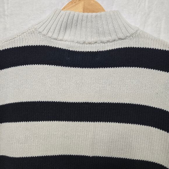 Chaps Mens Y2K Preppy Classic Heritage Striped Quarter Zip Cotton Knit Sweater L - Picture 7 of 11